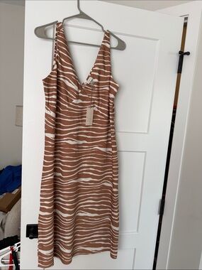 a new day Brown and Cream Zebra-Print V-Neck Midi Slip Dress